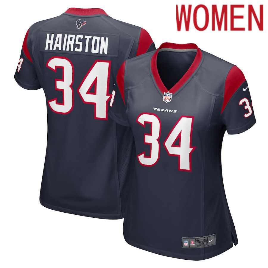 Women Houston Texans #34 Troy Hairston Nike Navy Game Player NFL Jersey